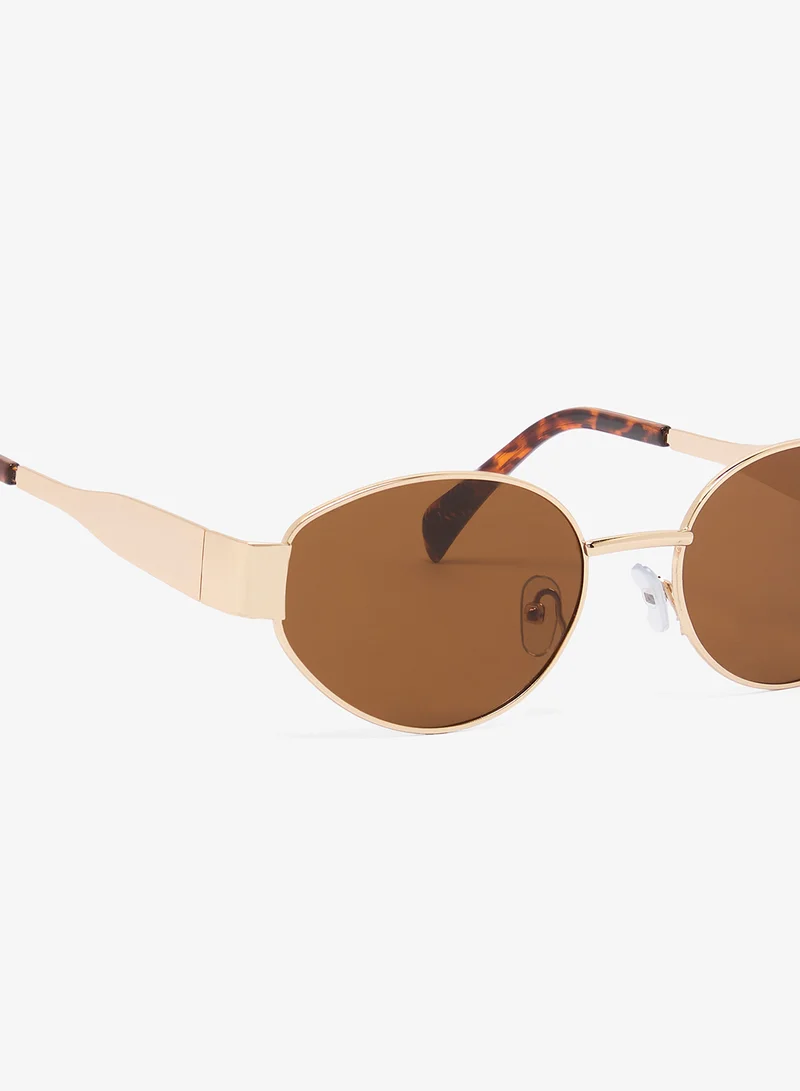 ELLA Brown Polarized Round Sunglasses With Gold Accent for Women | Best Price UAE